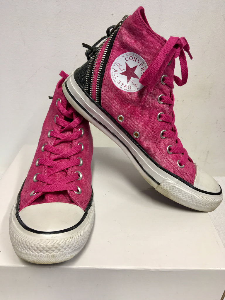 cristiano creciendo dos CONVERSE ALL STAR PINK ZIP TRIMS HIGH TOP PLIMSOLS SIZE 5.5/38.5 – Whispers  Dress Agency