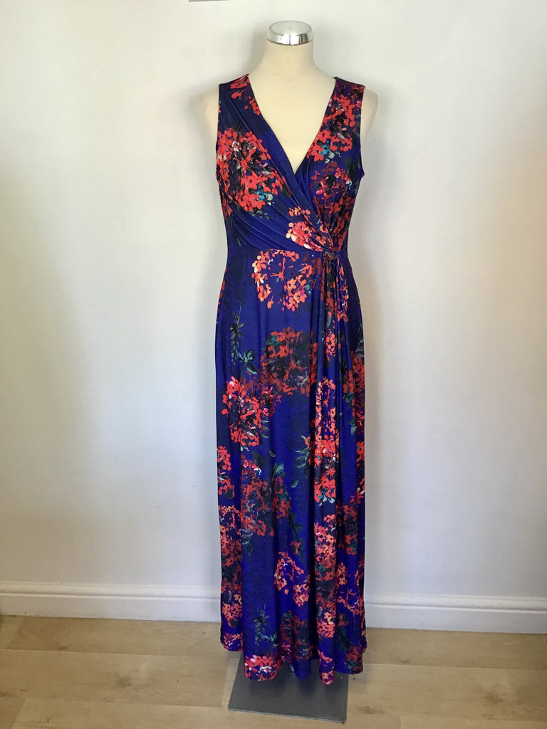 navy blue floral print maxi dress