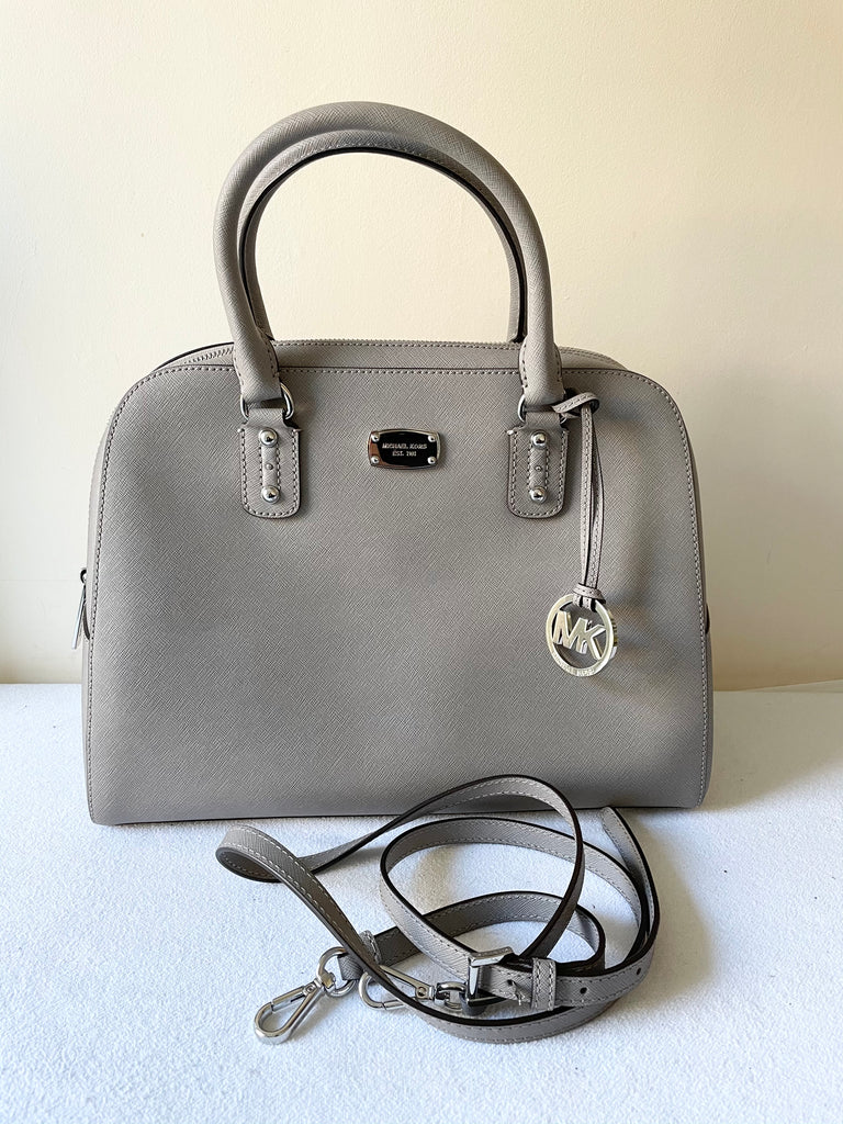 BRAND NEW MICHAEL LIGHT GREY LEATHER TOTE BAG WITH DETACHABLE SHO – Whispers Dress Agency