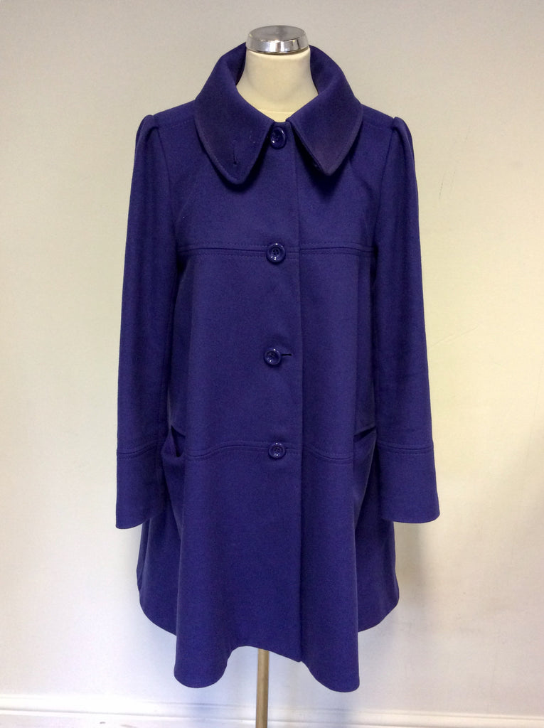 Reiss Purple Wool Cashmere Swing Coat Size L Whispers