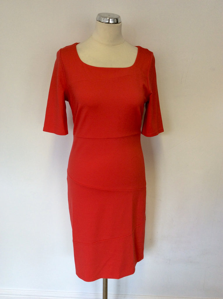 LK BENNETT FREDA RED SHORT SLEEVE DRESS SIZE 12 WITH ADDED ...