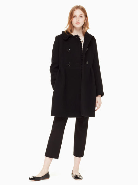 KATE SPADE BLACK WOOL BLEND FRILL EDGE DOUBLE BREASTED COATSIZE 2 FIT –  Whispers Dress Agency