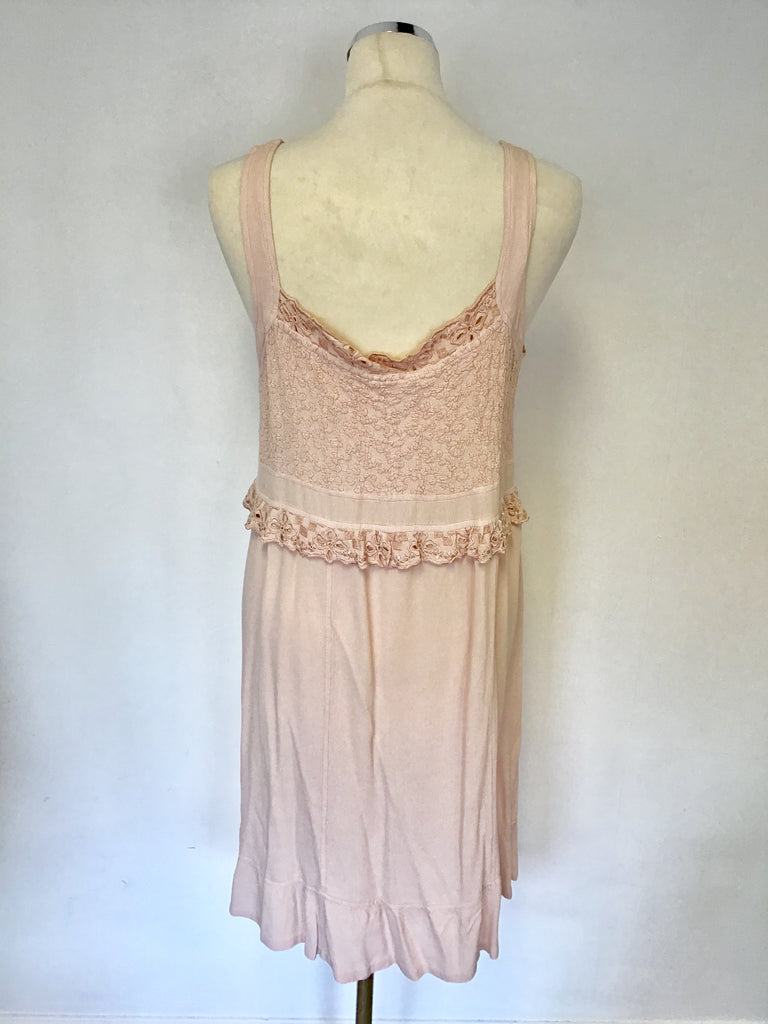 GHOST NUDE PINK EMBROIDERED DRESS SIZE LL UK 12/14 – Whispers Dress Agency