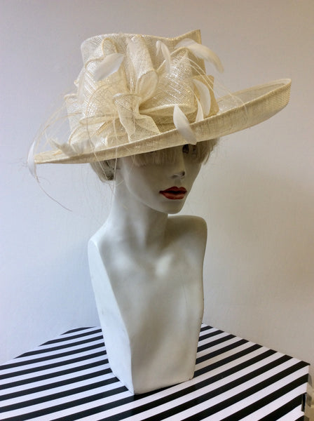 EMMA B BY BALFOUR HATS IVORY & WHITE FEATHER TRIM FORMAL HAT – Whispers ...