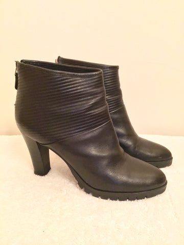 Italian Piampiani Black Leather Heeled Knee High Boots Size 7.5/ 41 ...