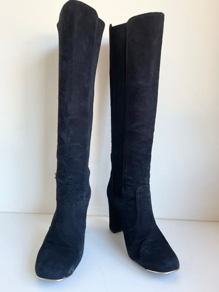 TORY BURCH BLACK SUEDE SLIM LEG KNEE LENGTH BOOTS SIZE US 7 UK 5/38 –  Whispers Dress Agency