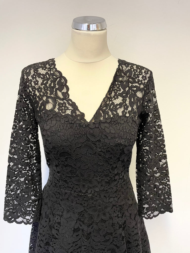 & OTHER STORIES BLACK LACE 3/4 SLEEVE FIT & FLARE OCCASION DRESS SIZE ...