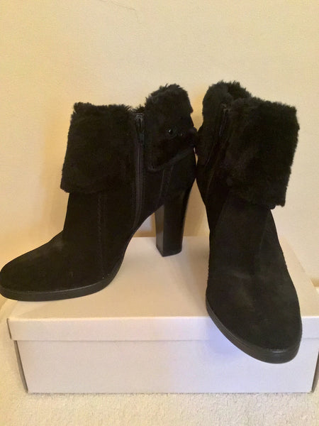 black fur ankle boots