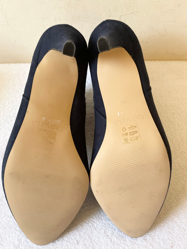 BRAND NEW CARVELA NAVY BLUE FAUX SUEDE ZIP FASTEN ANKLE BOOTS SIZE 5/3 ...