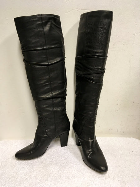 black leather knee high boots size 5