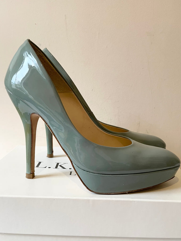 LK BENNETT ANDIE SAGE PATENT LEATHER PLATFORM SOLE HEELS ...