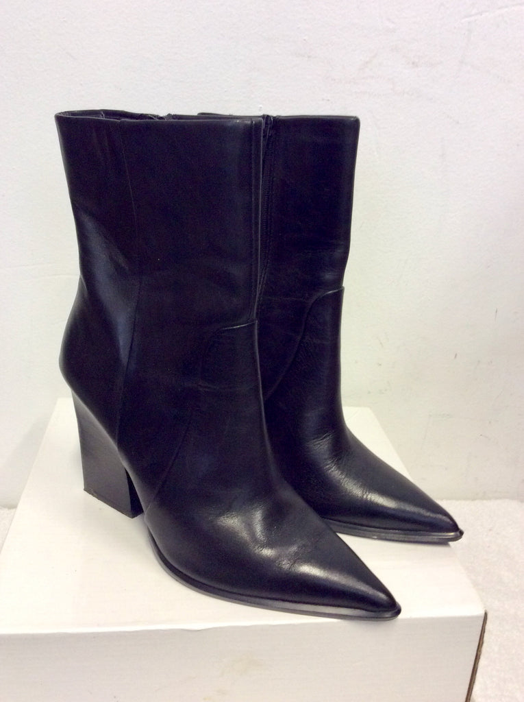 MARKS & SPENCER AUTOGRAPH BLACK LEATHER ANKLE BOOTS SIZE 5.5/38.5 ...