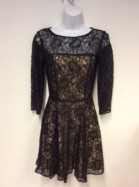 ARMANI EXCHANGE BLACK & NUDE LINED LACE DRESS SIZE 4 – Whispers Dress Agency