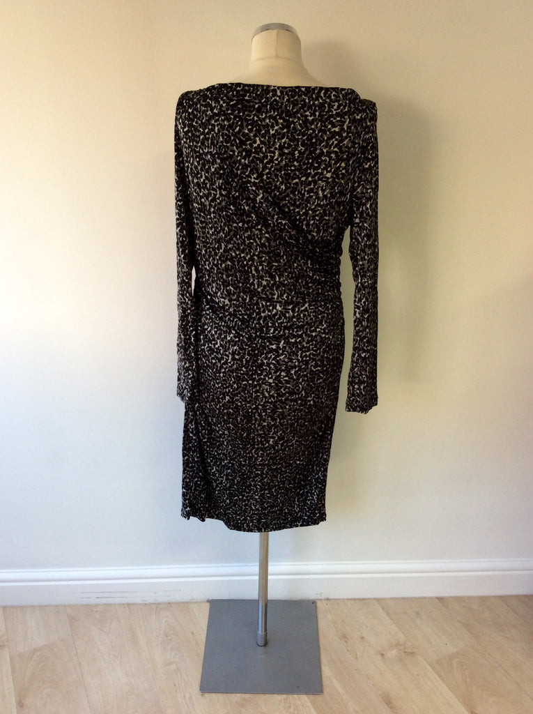 LK BENNETT MARIELLA BLACK & GREY LEOPARD PRINT DRESS SIZE ...