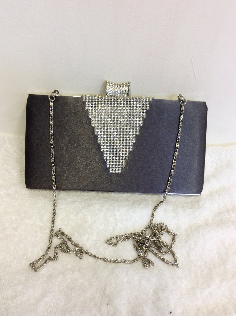 grey evening bag