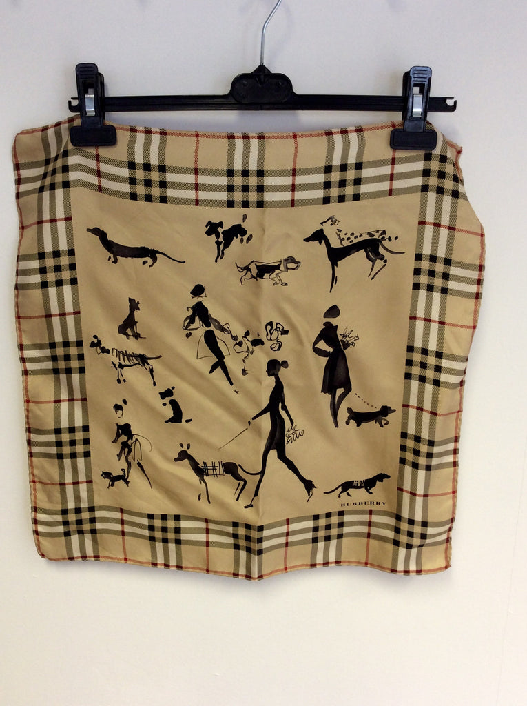 BURBERRY DOG WALKING PRINT SILK SQUARE NECK SCARF – Whispers Dress Agency