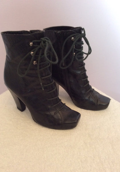 John Rocha Black Lace Up Ankle Boots Size 3/36 – Whispers Dress Agency