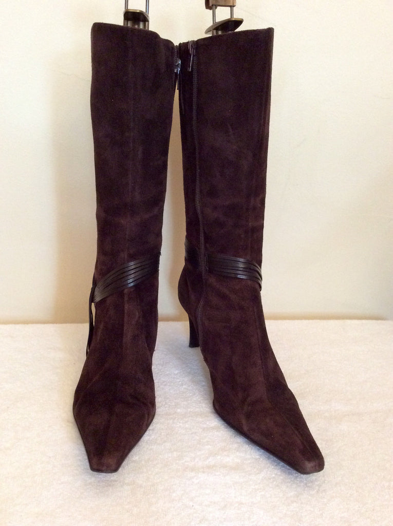 Oppus Dark Brown Suede Calf Length Boots Size 6/39 – Whispers Dress Agency