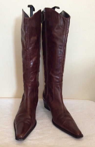 Marks & Spencer Dark Brown Leather Knee High Boots Size 8/42 – Whispers ...