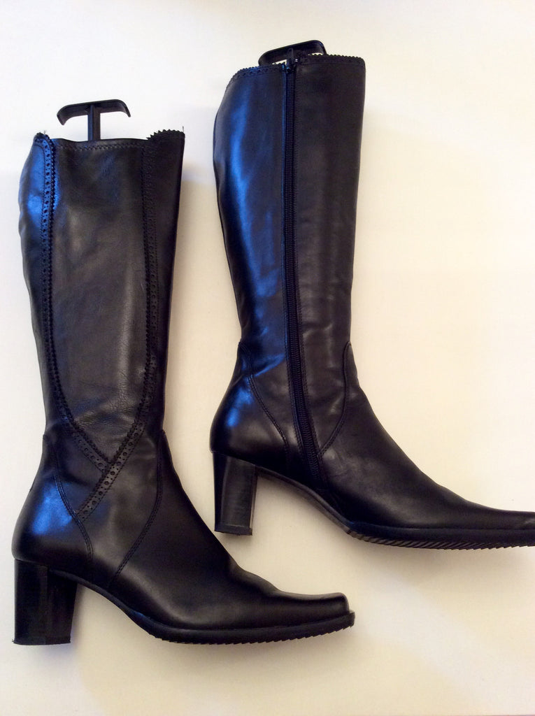 Roby & Pier Black Leather Knee High Boots Size 5/38 – Whispers Dress Agency