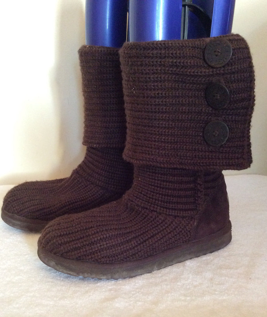 Ugg Brown Knit Calf Length Boots Size 6.5/39 – Whispers Dress Agency