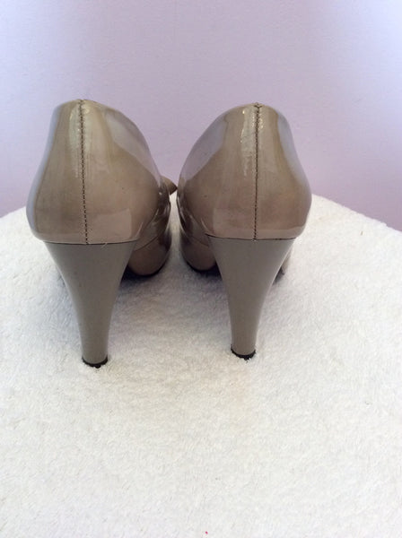 Jasper Conran Beige Patent Peeptoe Bow Trim Heels Size 6/39 – Whispers ...