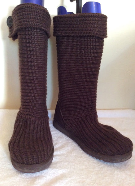 Ugg Brown Knit Calf Length Boots Size 6.5/39 – Whispers Dress Agency