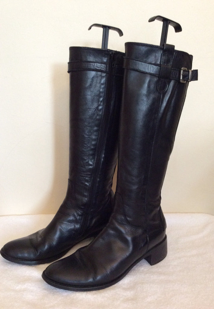 Nic Dean Black Buckle Trim Leather Boots Size 4/37 – Whispers Dress Agency
