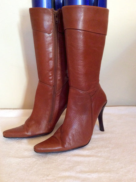Logo 69 Tan Brown Leather Calf Length Boots Size 5/38 – Whispers Dress ...