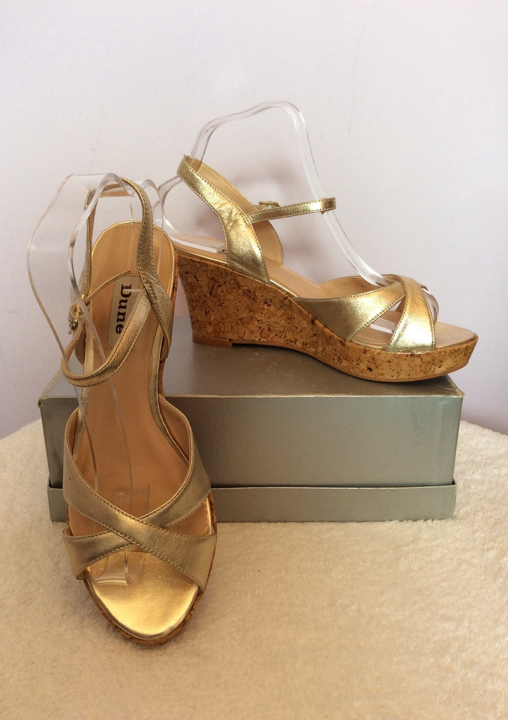 Brand New Dune Gold Wedge Heel Sandals Size 6/39 – Whispers Dress Agency