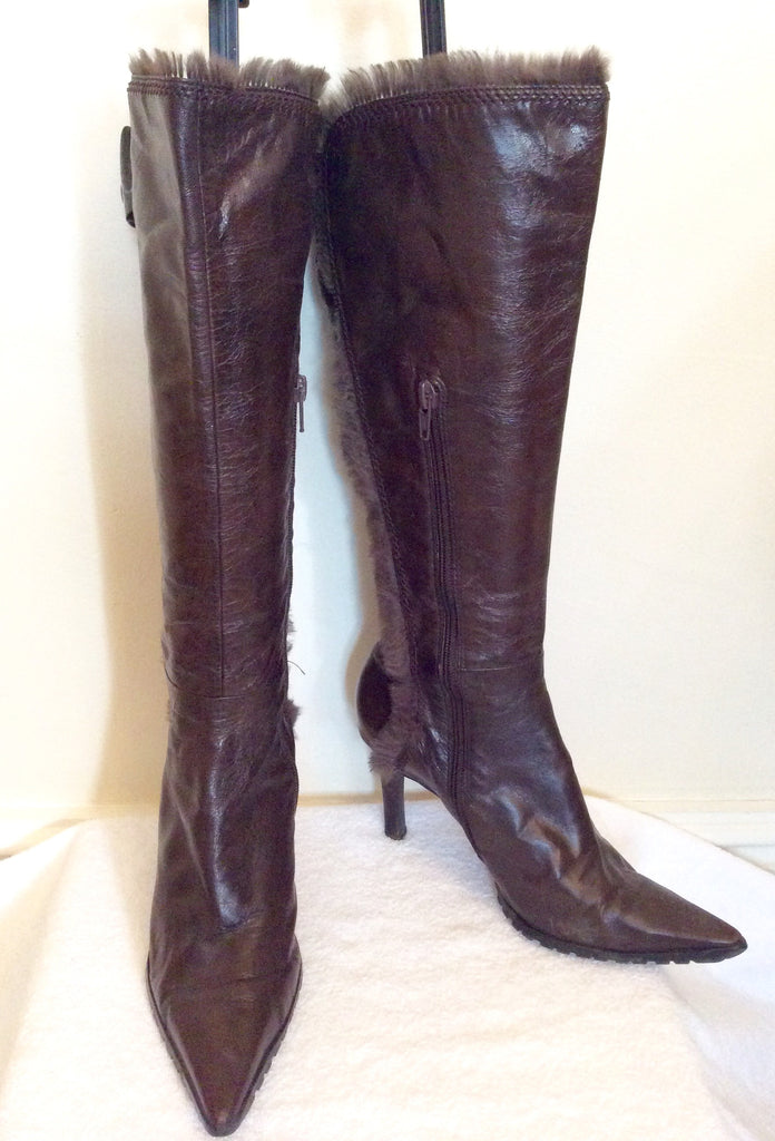 Nine West Brown Faux Fur Trim Boots Size Us 6, Uk 3.5/36 – Whispers ...