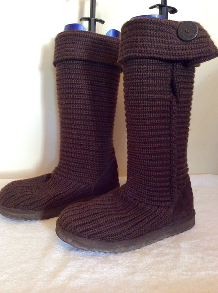 Ugg Brown Knit Calf Length Boots Size 6.5/39 – Whispers Dress Agency