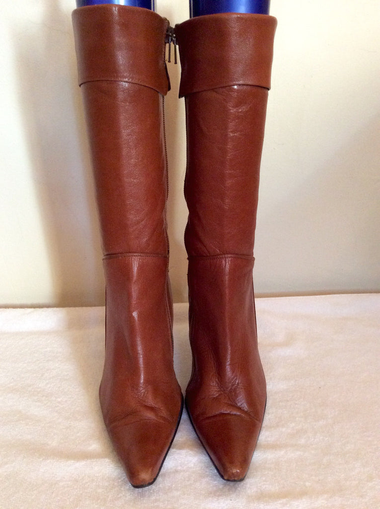Logo 69 Tan Brown Leather Calf Length Boots Size 5/38 – Whispers Dress ...
