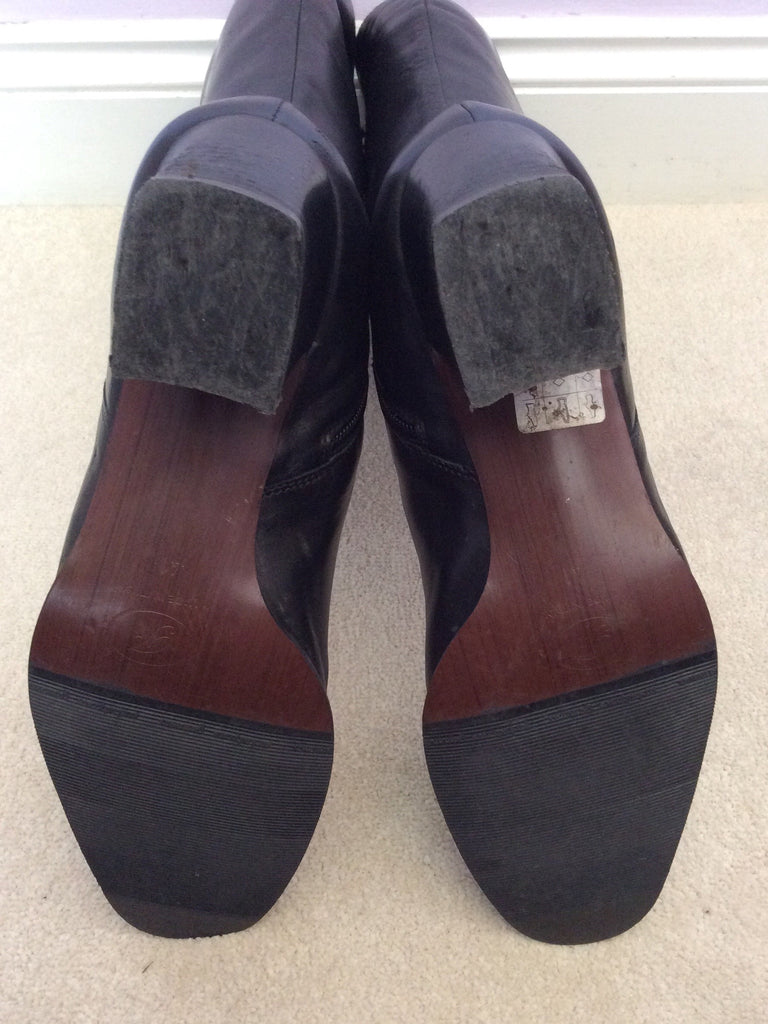 Italian Piampiani Black Leather Heeled Knee High Boots Size 7.5/ 41 ...