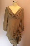 Mint Velvet Beige Silk Bow Trim Top Size 16 - Whispers Dress Agency - Sold - 1