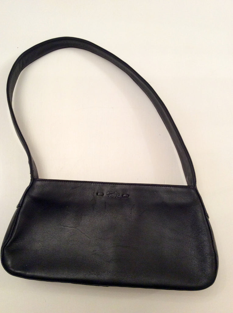 small black leather shoulder bag