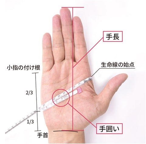 手袋のサイズの測り方