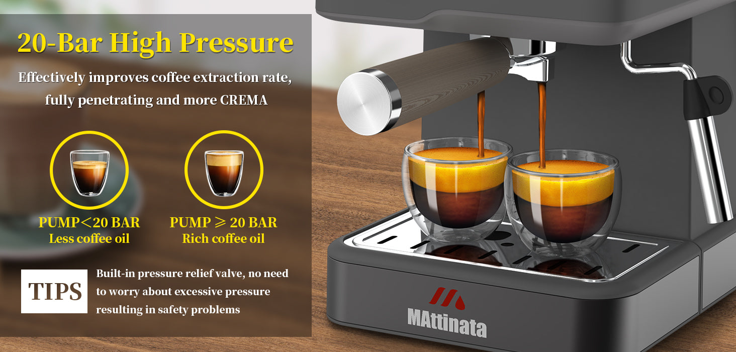 MAttinata Espresso Machine, 20 Bar Cappuccino Machine with Automatic M