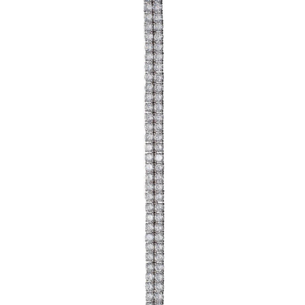 Sterling silver, rhodium plated, 3mm round brilliant cut cubic zirconia double row tennis bracelet.
