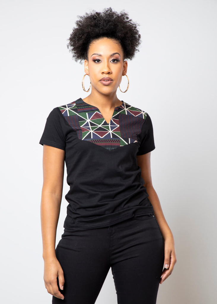 Kwau Men's African Print Short Sleeve T-shirt (Black/Purple Navy Kente –  D'IYANU