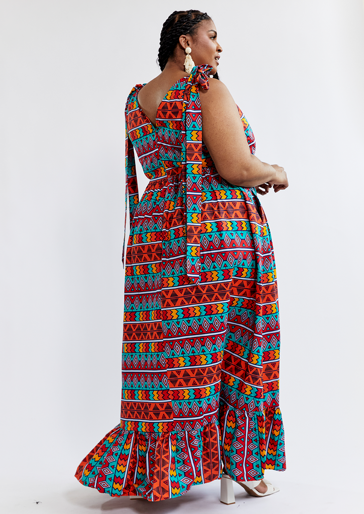 Tribal Print Maxi Dress With Magenta Accents – MavericksSun