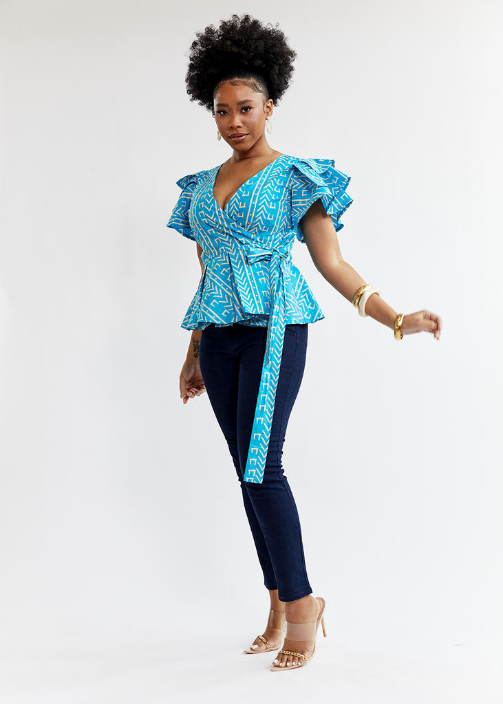 African Print Peplum Blouse/Top - Jessica - Jamii