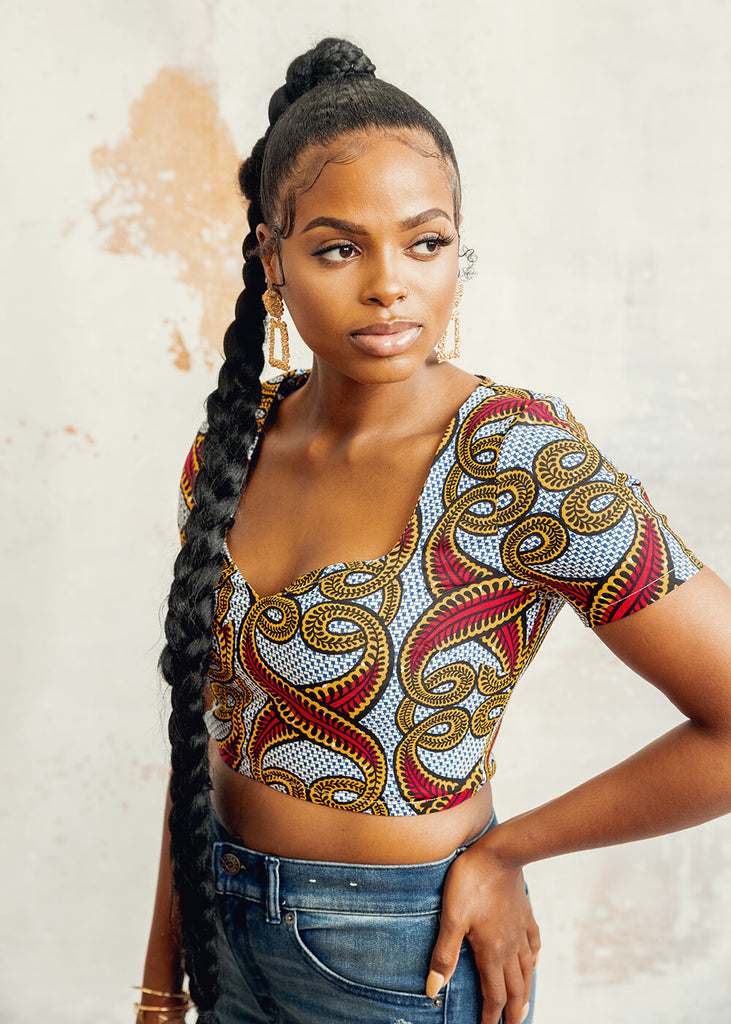 HongyuAmy Women's African Print Crop Top Kente Off The Shoulder Tops  Headwrap Set, Color a, 3XL: Buy Online at Best Price in Egypt - Souq is now
