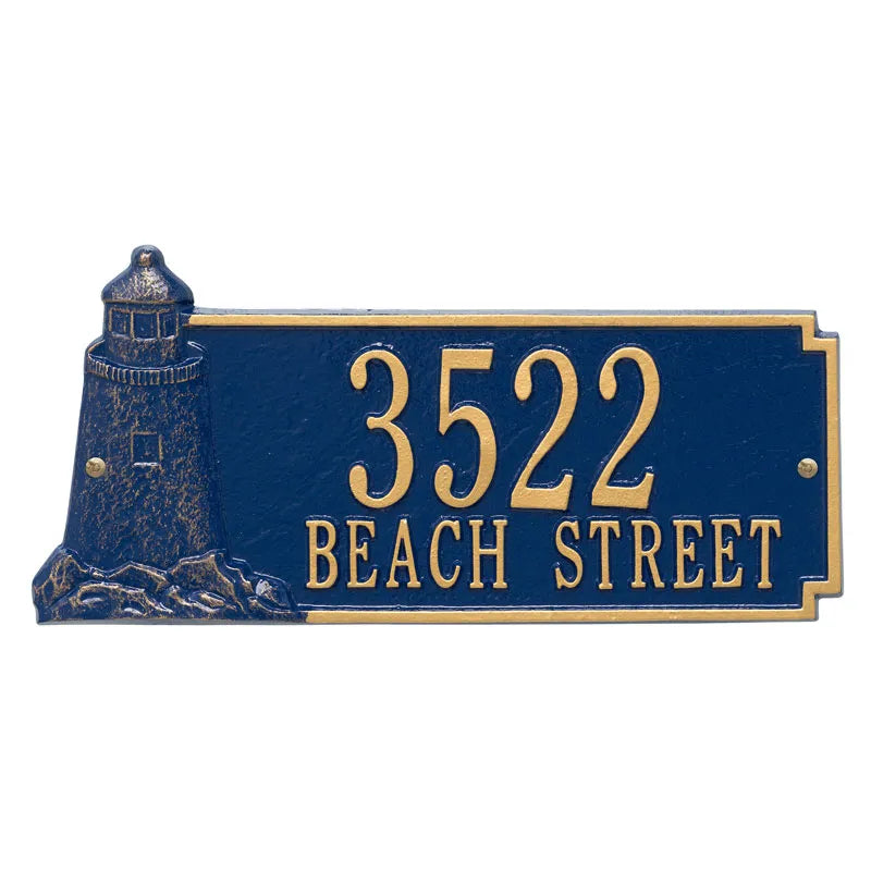 Lighthouse Rectangle Address Plaque - Two Lines