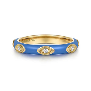 Blue Enamel Diamond Ring - Murphy Jewelers