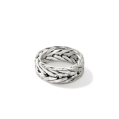 View Hammered Sterling Silver Woven Chain Ring