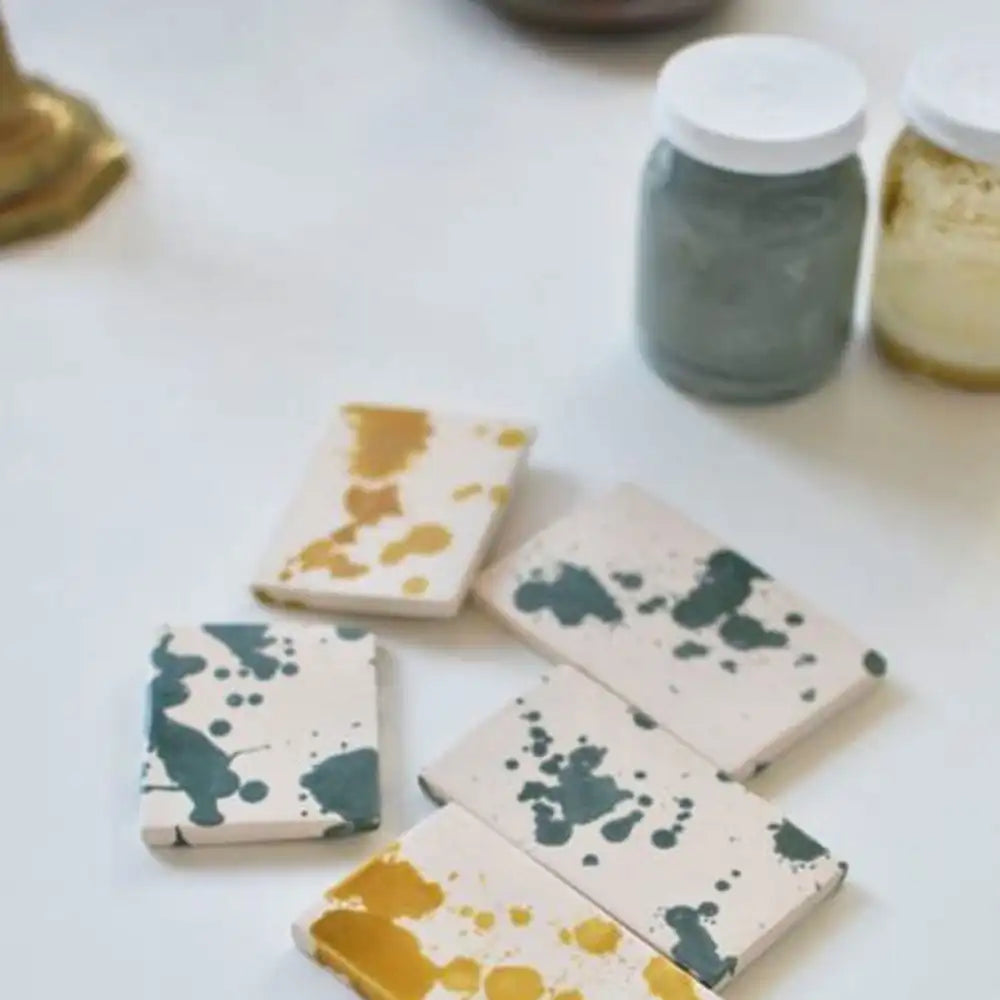 Color tests for OWO’s custom splatterware pottery collection for San Francisco’s interior design store Anyon Atelier