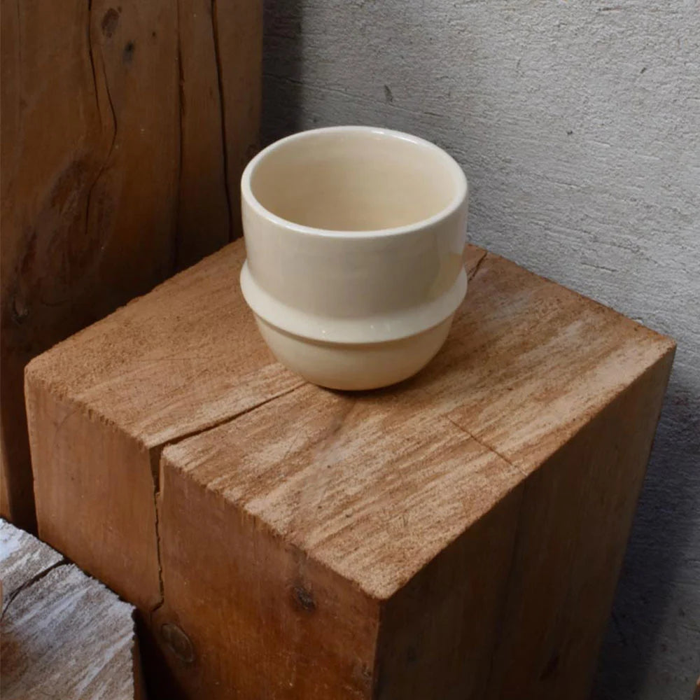 Custom coffee cup in stoneware clay for Qatar interior design company Remal