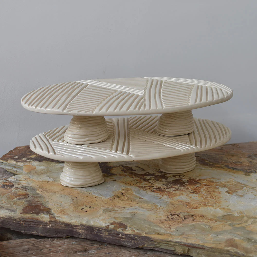Custom ceramic platters inspired by Qatar’s desert, handcrafted by OWO Ceramics