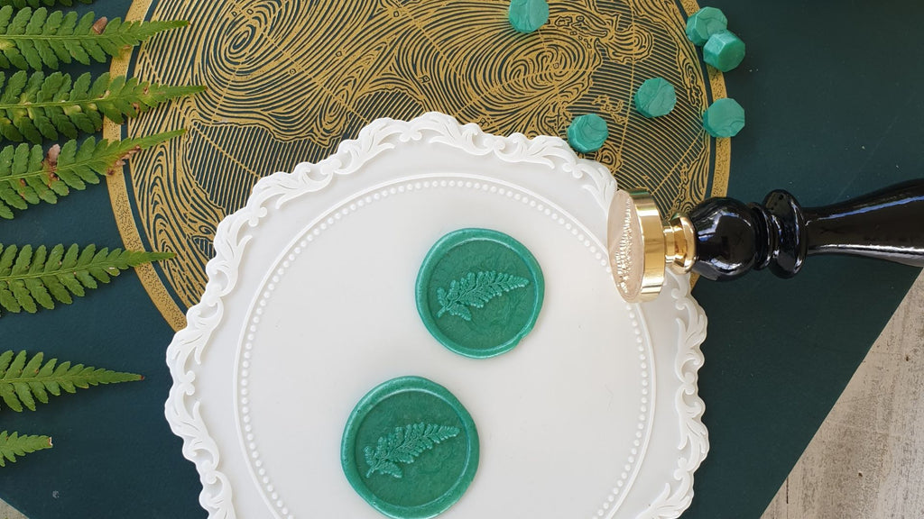 green wax seals and wax seal stamp